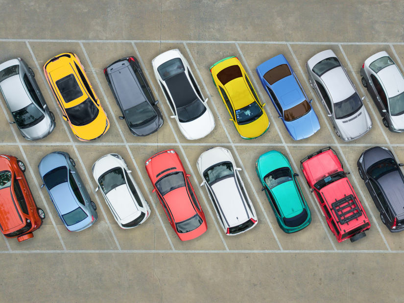 Empty parking lots, aerial view.